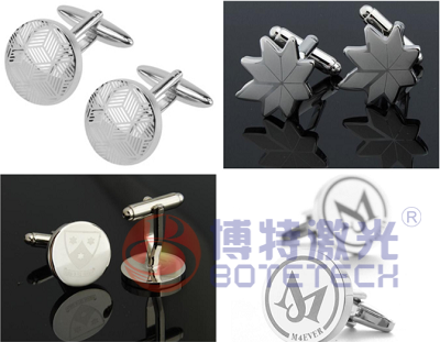 紫外激光打標(biāo)機西裝袖扣鐳雕刻字_綻放紳士腕間光彩
